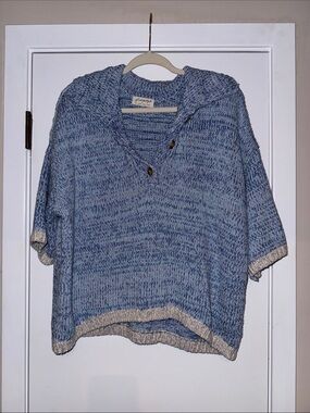 Free People On The Roll Blue Marled Knit Pullover Sweater